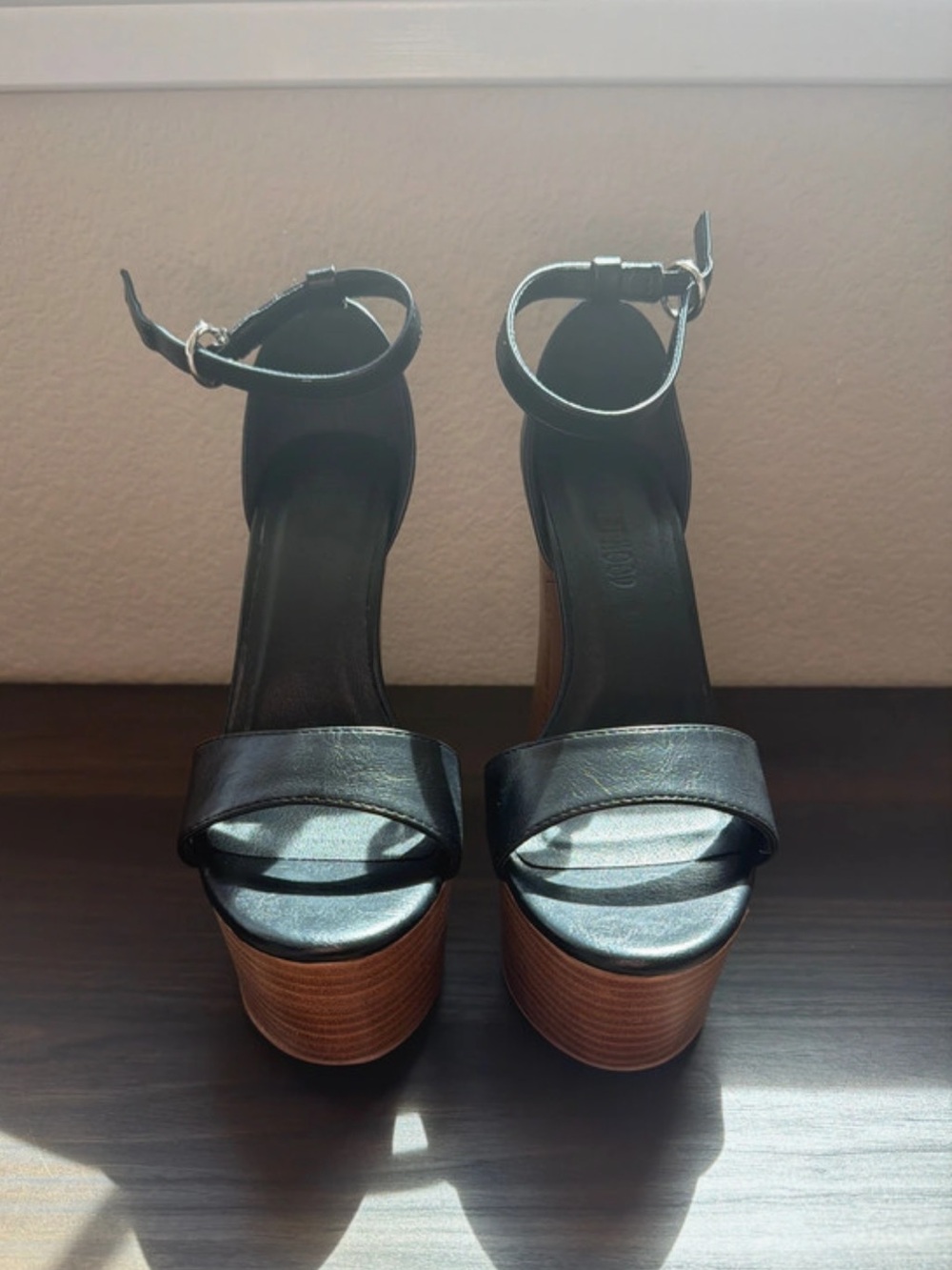 Classic Black Ankle-Strap Platform Sandals